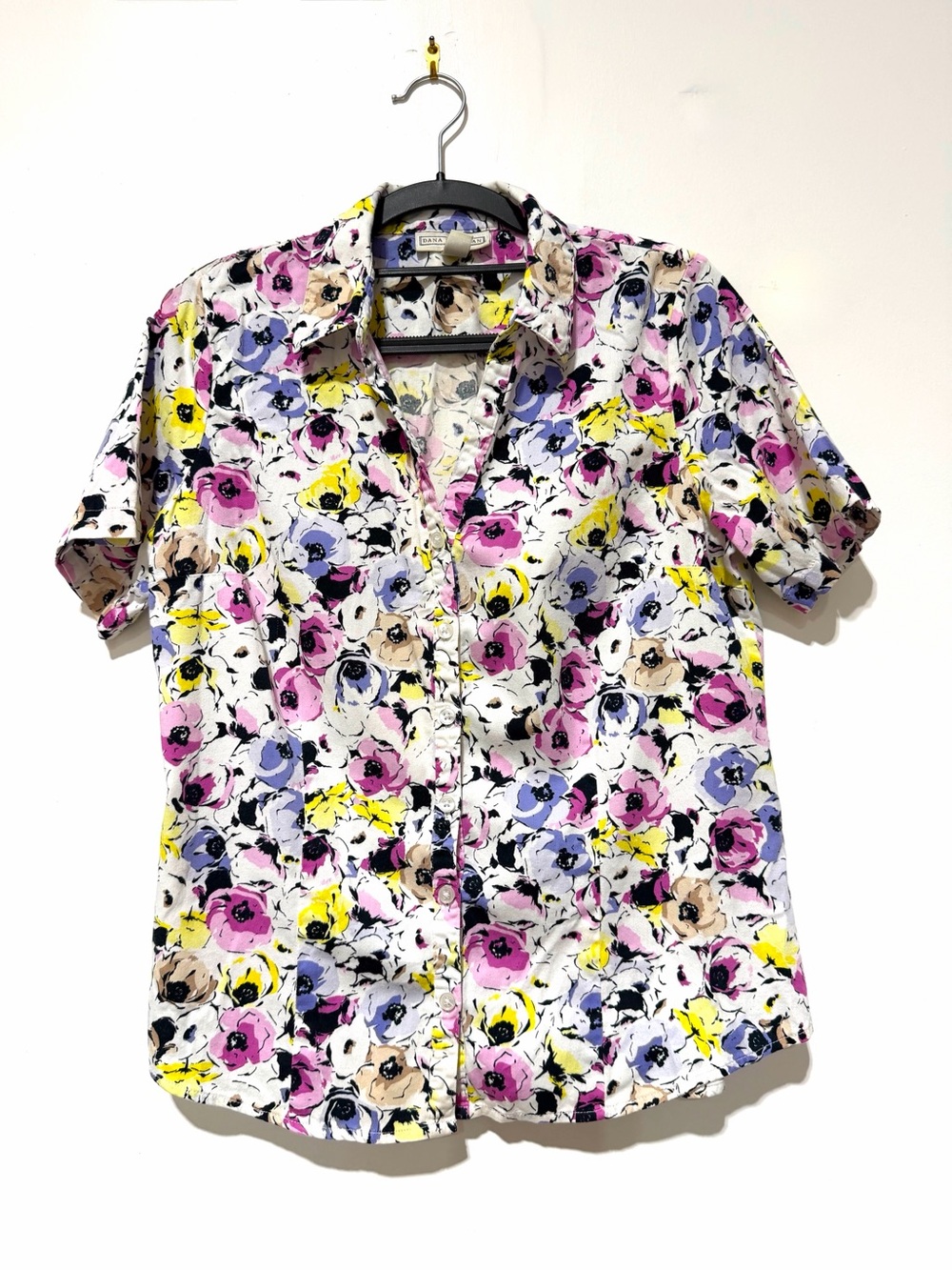 Dana Buchman Floral Button-Down Blouse | Watercolor Print | Size Medium